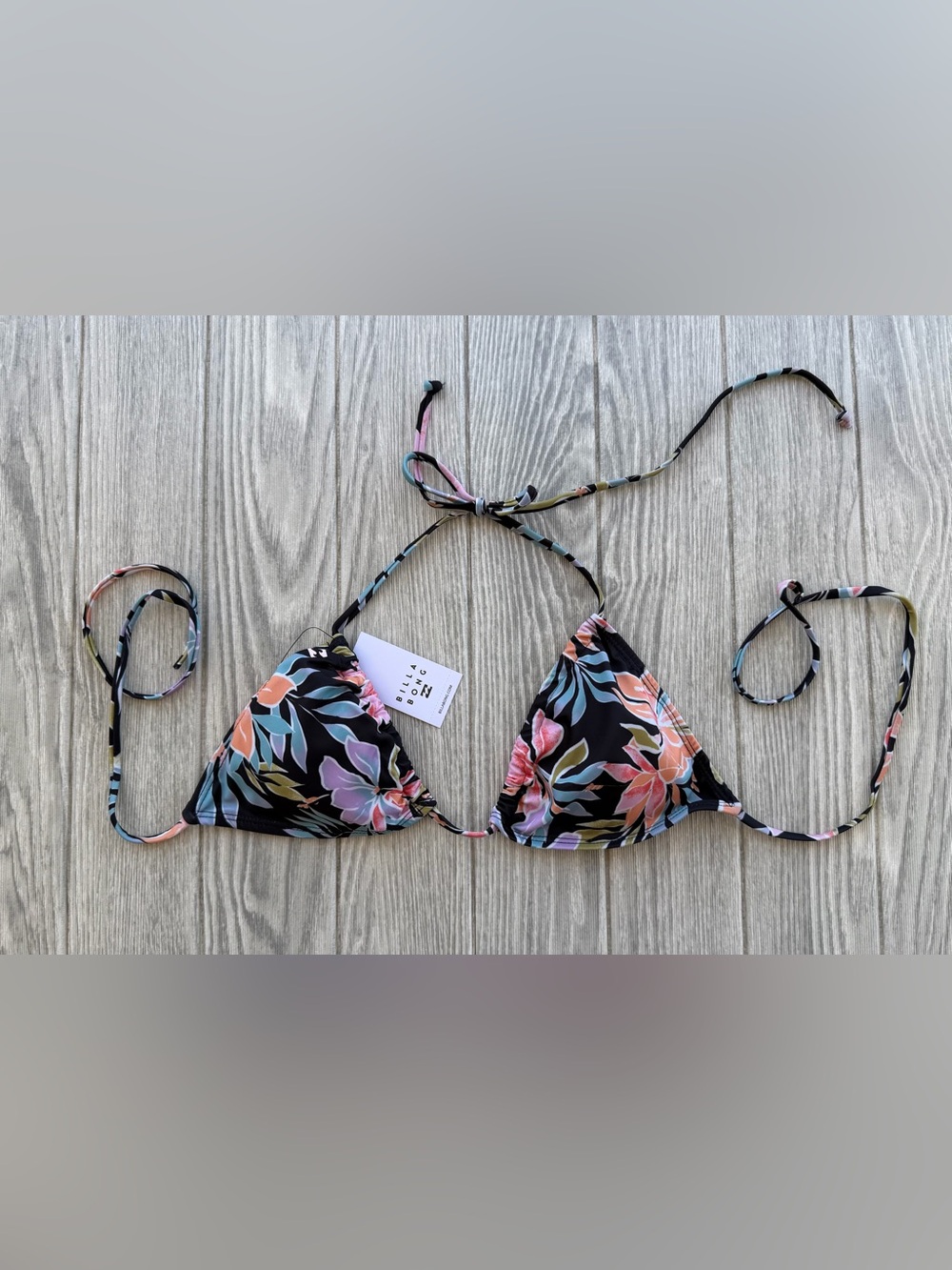 Billabong Black Floral Bikini with Pastel Accents - Picture 6 of 14